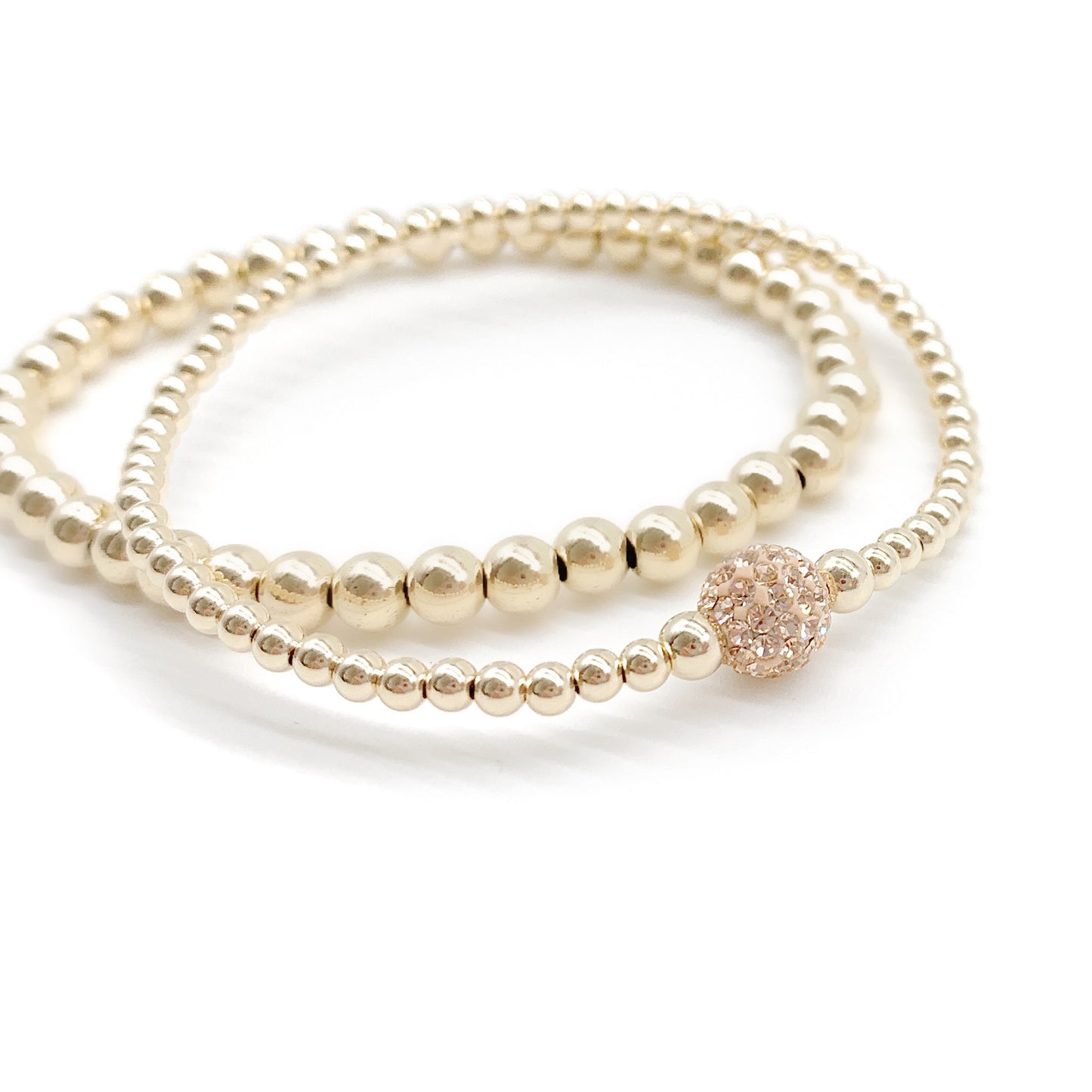 Gold beaded Bracelet • Beaded Stackable Bracelet • Gold Beaded Stretch Bracelet • Best Seller