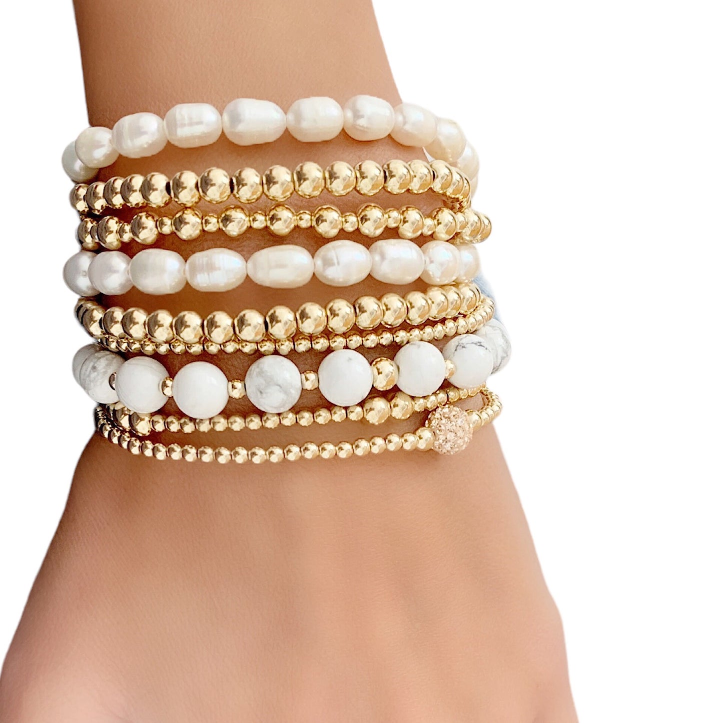 Gold beaded Bracelet • Beaded Stackable Bracelet • Gold Beaded Stretch Bracelet • Best Seller