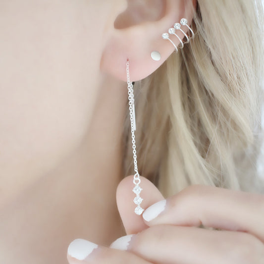 Silver Threader Earrings Can be Worn alone, Or Stacked with hoops or studs. Crafted with 925 sterling silver and CZ crystals, these earrings are sure to make a statement and turn heads! The Prefect Bridesmaid Gifts